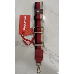 NWT Mountain West Black Pink Tan Striped Adjustable Long Bag Strap Gold Hardware